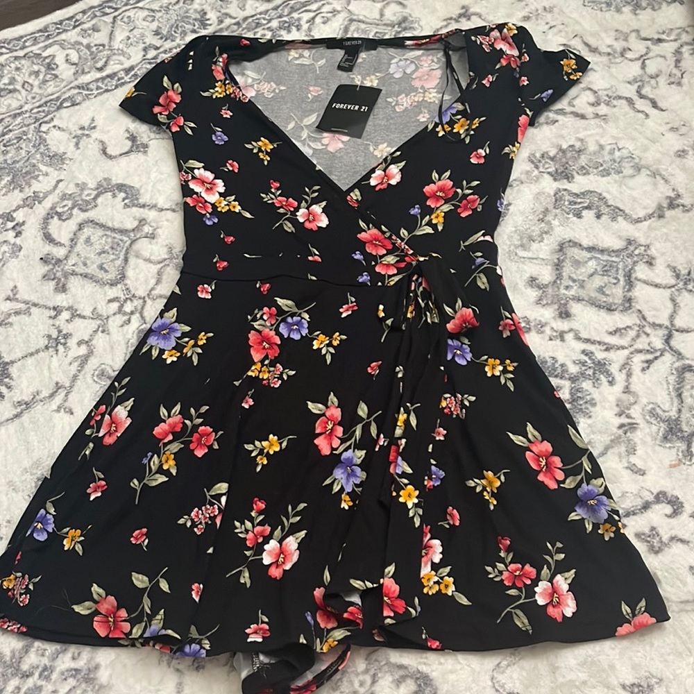 Forever 21 black floral romper